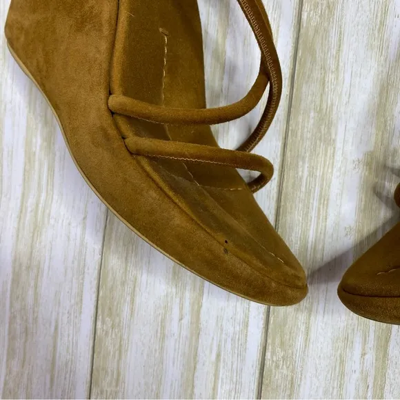 Vintage Prada Y2K Brown Suede Platform Wedge Sandals
