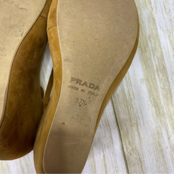Vintage Prada Y2K Brown Suede Platform Wedge Sandals