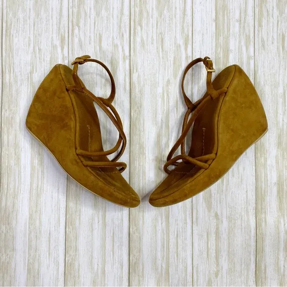 Vintage Prada Y2K Brown Suede Platform Wedge Sandals