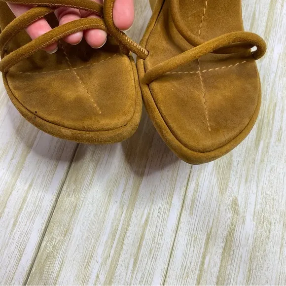 Vintage Prada Y2K Brown Suede Platform Wedge Sandals