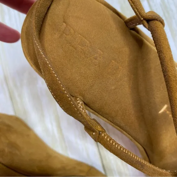 Vintage Prada Y2K Brown Suede Platform Wedge Sandals