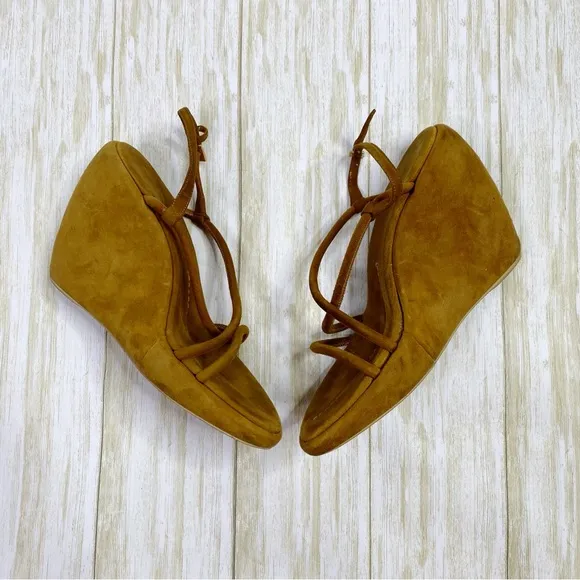 Vintage Prada Y2K Brown Suede Platform Wedge Sandals