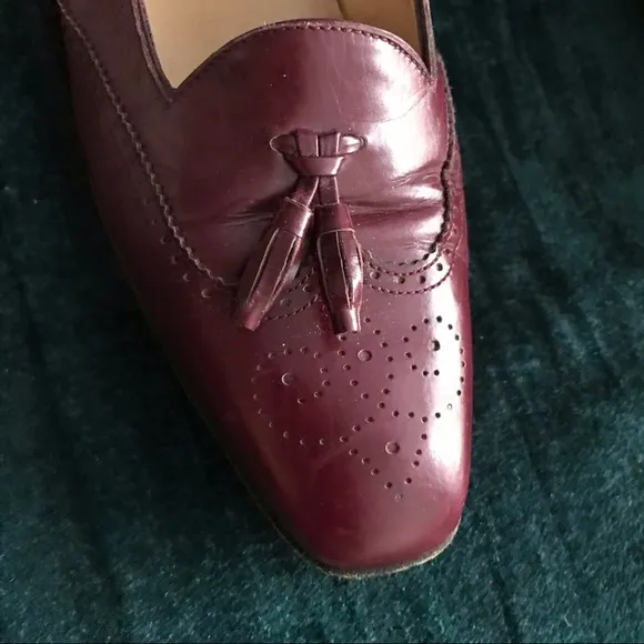 Vintage Salvatore Ferragamo Oxford Heels 7.5 shoes burgundy red brown loafers