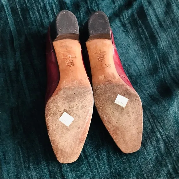 Vintage Salvatore Ferragamo Oxford Heels 7.5 shoes burgundy red brown loafers