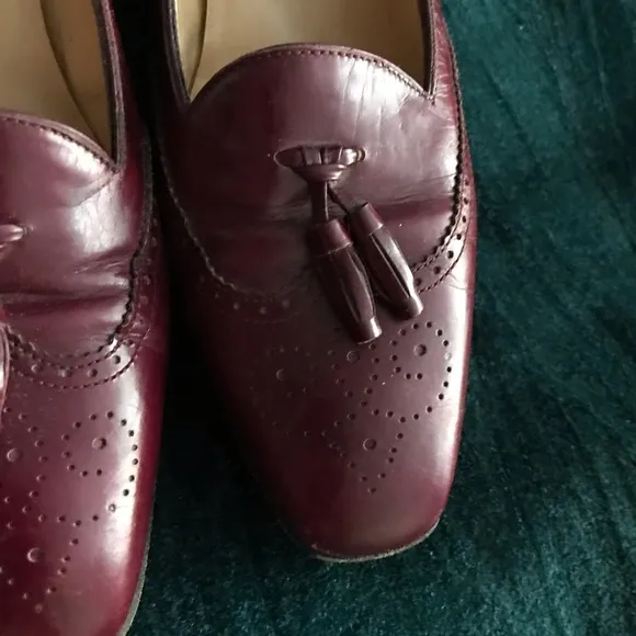 Vintage Salvatore Ferragamo Oxford Heels 7.5 shoes burgundy red brown loafers