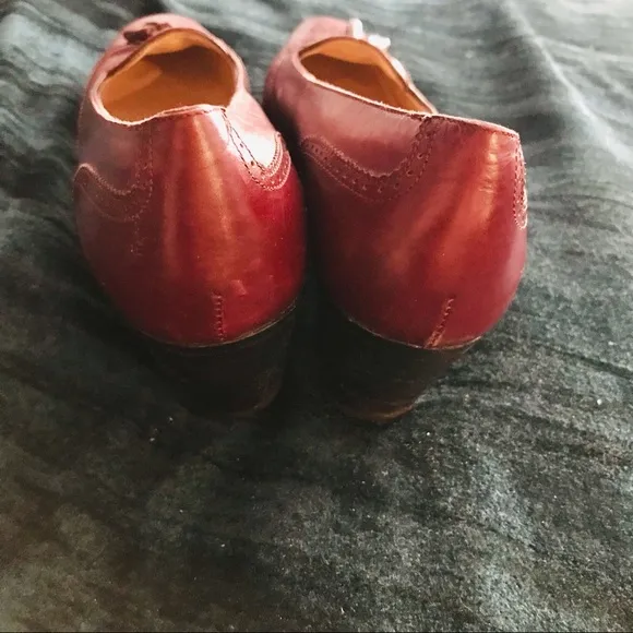 Vintage Salvatore Ferragamo Oxford Heels 7.5 shoes burgundy red brown loafers