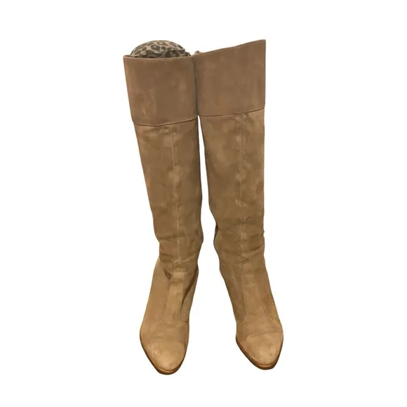 Vintage Suede High Heel Boots Leather Made in Italy 5 1/2