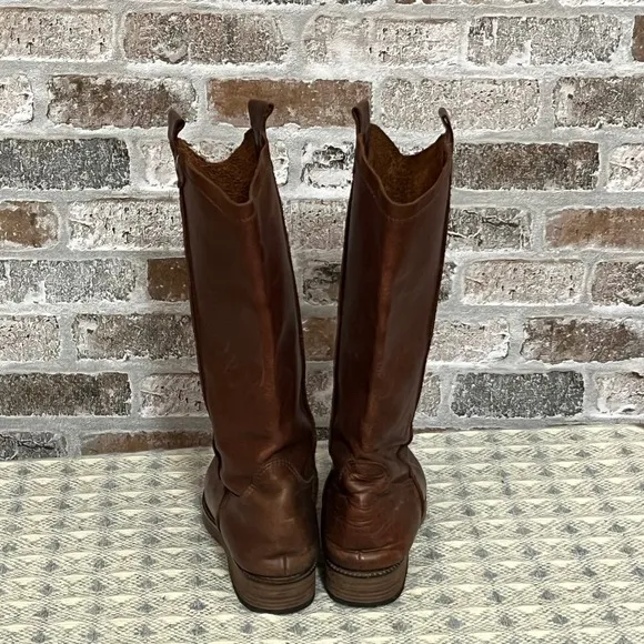 Vintage Tandy Leather Riding Boots Tall Knee High Brown Western Style