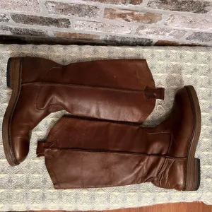 Vintage Tandy Leather Riding Boots Tall Knee High Brown Western Style