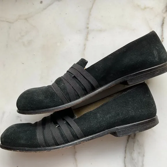 vintage TOKIO KUMAGAI Black Suede Pull On Loafers