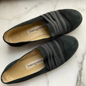vintage TOKIO KUMAGAI Black Suede Pull On Loafers