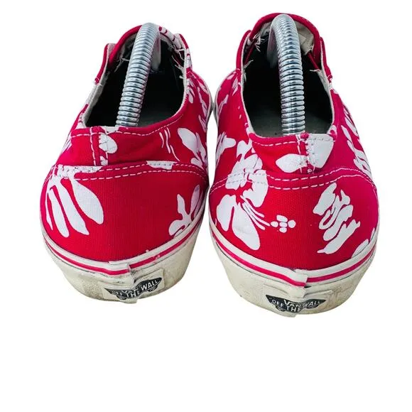 Vintage Vans Era Laceless Hawaiian Shirt Canvas Sneaker Mens 10 Red White Floral