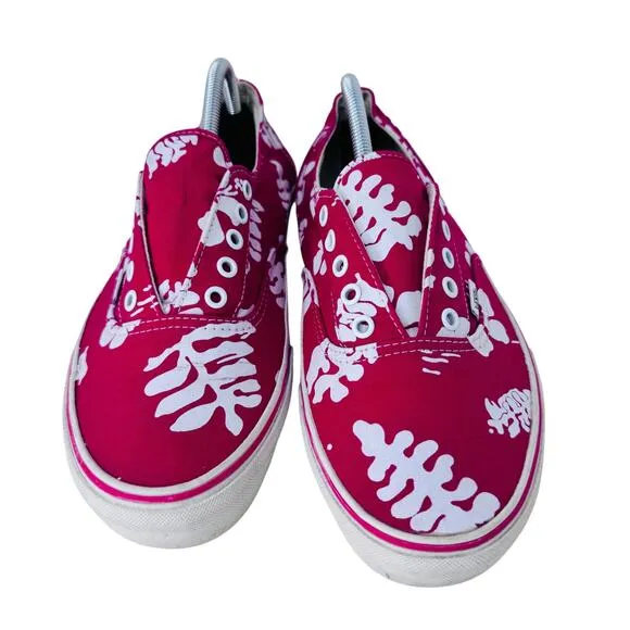 Vintage Vans Era Laceless Hawaiian Shirt Canvas Sneaker Mens 10 Red White Floral