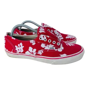 Vintage Vans Era Laceless Hawaiian Shirt Canvas Sneaker Mens 10 Red White Floral