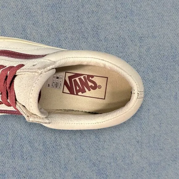 Vintage Vans Old Skool Women’s Cream and Burgundy Low-Top Sneakers Sz: 5.5