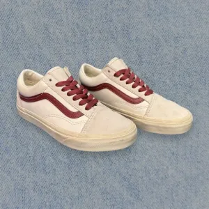 Vintage Vans Old Skool Women’s Cream and Burgundy Low-Top Sneakers Sz: 5.5