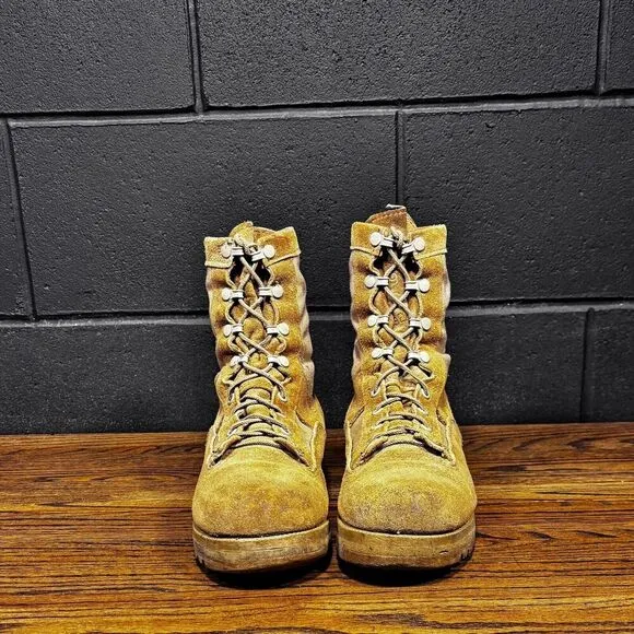 Vintage Wellco Desert Tan Leather Tactical Combat Boots USGI Men’s 8.5 Wide
