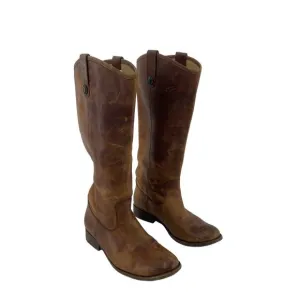 Vintage White Label Frye Brown Leather Tall Riding Boots Women's Size 7.5B
