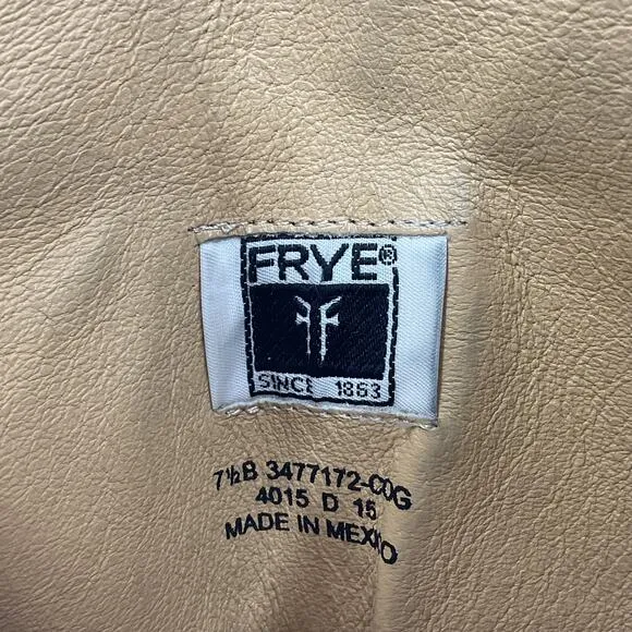 Vintage White Label Frye Brown Leather Tall Riding Boots Women's Size 7.5B