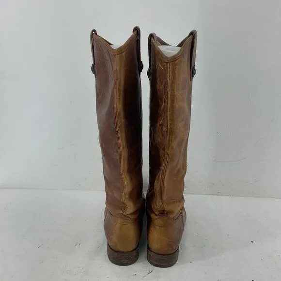 Vintage White Label Frye Brown Leather Tall Riding Boots Women's Size 7.5B