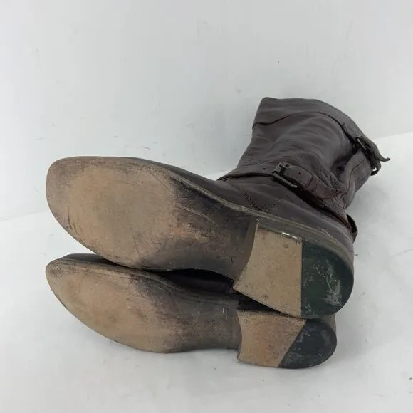 Vintage White Label FRYE Tall Brown Leather Riding Boots Womens Size 9B Preowned
