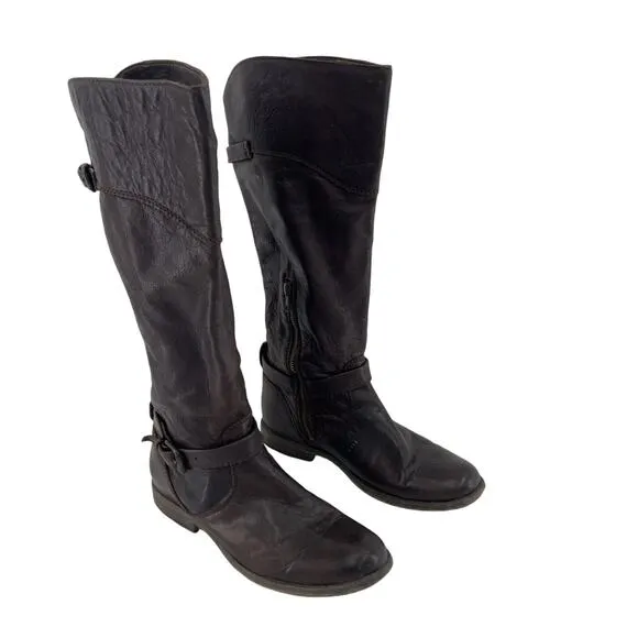 Vintage White Label FRYE Tall Brown Leather Riding Boots Womens Size 9B Preowned