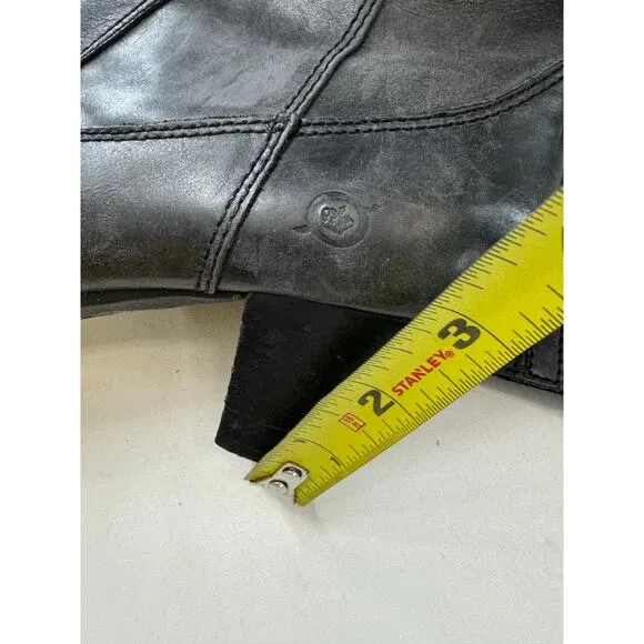 Vintage Y2K Born Black Soft Leather Zip Heeled Riding Boots Womens Sz 7.5