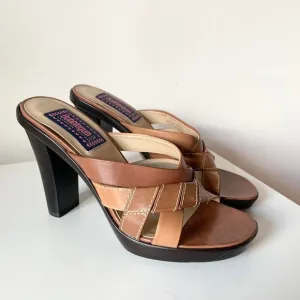 Vintage Y2K neutral platform heeled sandals
