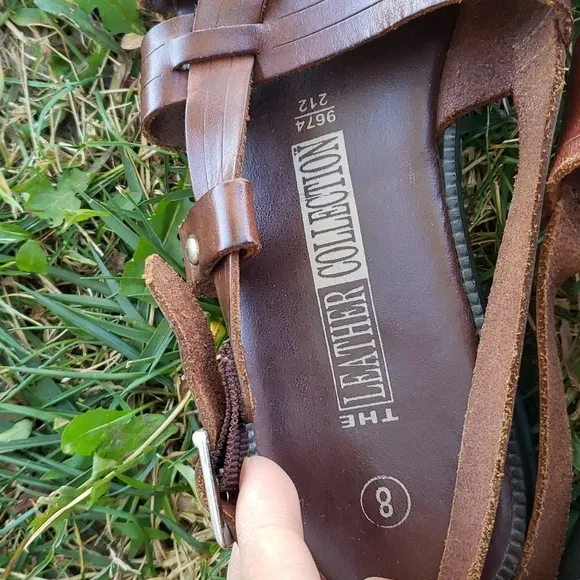 Vintage Y2K The Leather Collection Womens Brown Leather Fisherman Sandals Size 8
