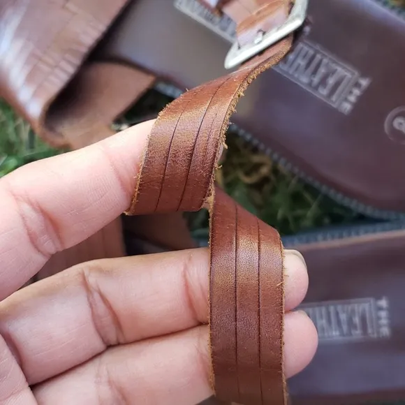 Vintage Y2K The Leather Collection Womens Brown Leather Fisherman Sandals Size 8