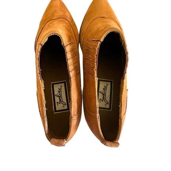 Vintage Zodiac Dazey Brown Leather Suede Western bootie  ankle boho 90s 10M