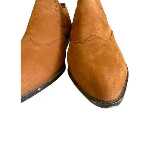 Vintage Zodiac Dazey Brown Leather Suede Western bootie  ankle boho 90s 10M