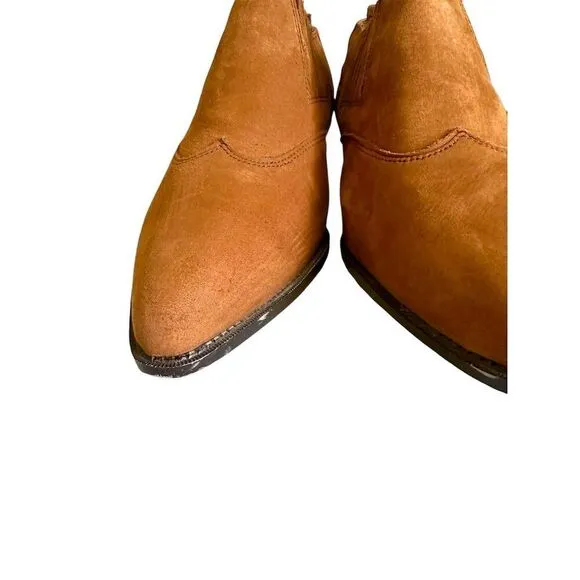 Vintage Zodiac Dazey Brown Leather Suede Western bootie  ankle boho 90s 10M