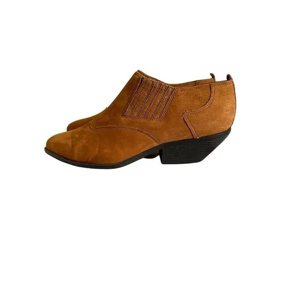 Vintage Zodiac Dazey Brown Leather Suede Western bootie  ankle boho 90s 10M