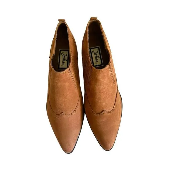 Vintage Zodiac Dazey Brown Leather Suede Western bootie  ankle boho 90s 10M