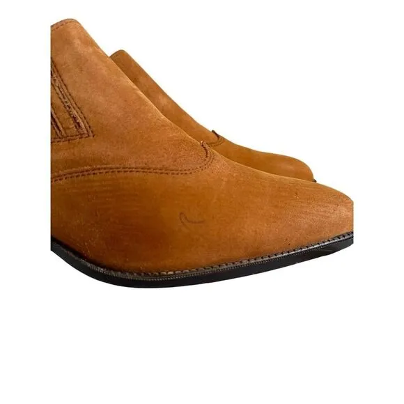 Vintage Zodiac Dazey Brown Leather Suede Western bootie  ankle boho 90s 10M