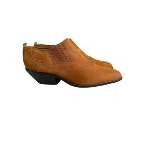 Vintage Zodiac Dazey Brown Leather Suede Western bootie  ankle boho 90s 10M