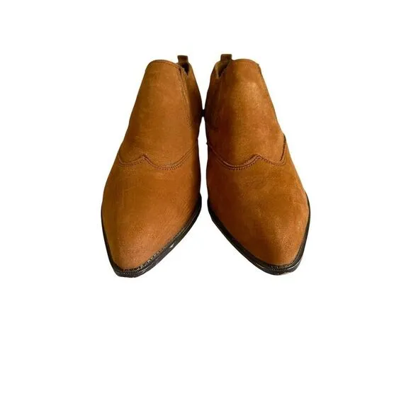 Vintage Zodiac Dazey Brown Leather Suede Western bootie  ankle boho 90s 10M