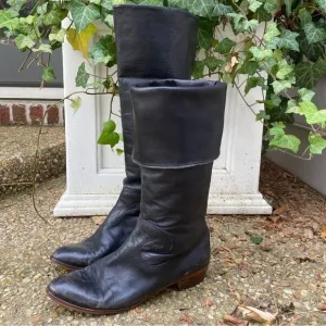 Vintage 90’s 80’s black western style riding boots 7 cuffed Nine West
