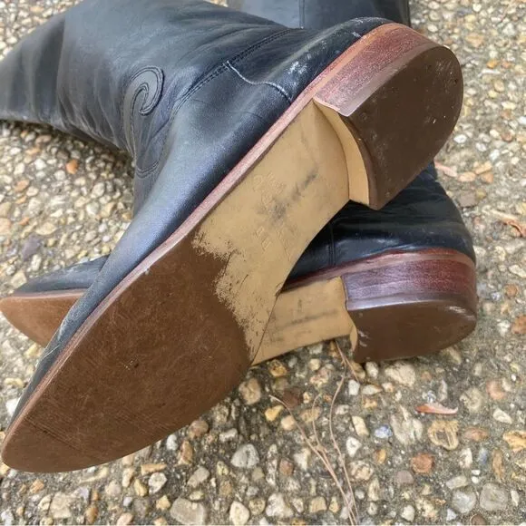 Vintage 90’s 80’s black western style riding boots 7 cuffed Nine West