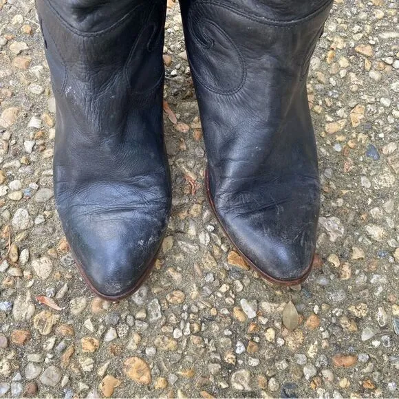 Vintage 90’s 80’s black western style riding boots 7 cuffed Nine West