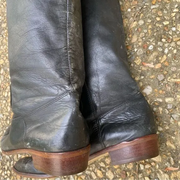Vintage 90’s 80’s black western style riding boots 7 cuffed Nine West