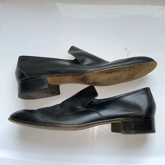 Vintage Bally of Switzerland Albano black leather slip on loafers