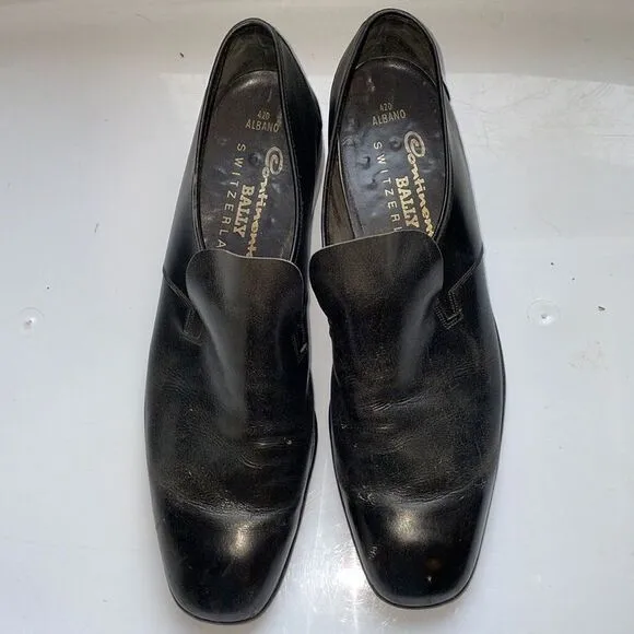 Vintage Bally of Switzerland Albano black leather slip on loafers