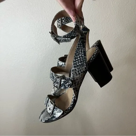 Vionic 382 Carmel snake python strappy heels heeled sandals 9.5
