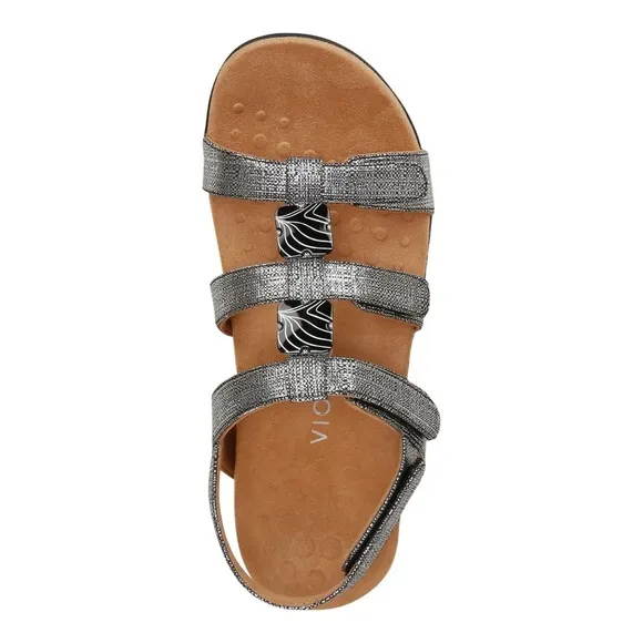 VIONIC Amber Sandals in Black Silver Metallic Size 11 New!