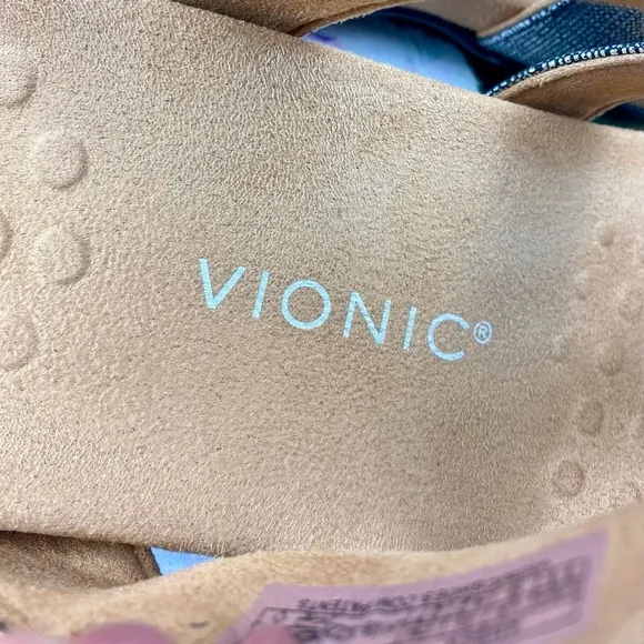 VIONIC Amber Sandals in Black Silver Metallic Size 11 New!