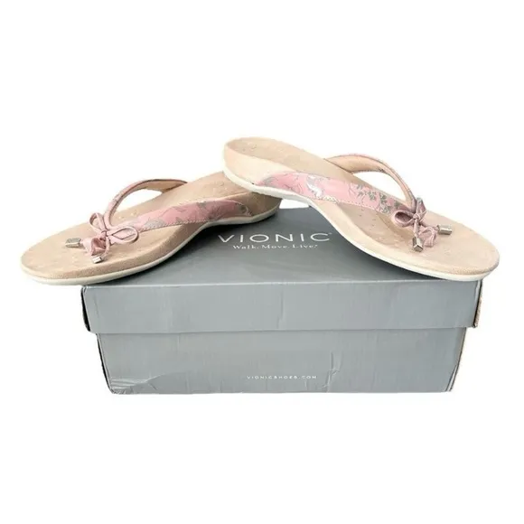 Vionic Bella II Thong Sandal Peach Botanical Women’s Size 9