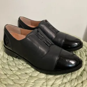 Vionic Black Jayla Leather Patent Leather Slip On Oxford Loafers
