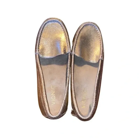 Vionic Chill Debbie Metallic Gold Loafers Size 6.5